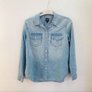 Gap Distressed Denim Western Shirt